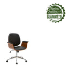 Sedia da ufficio in similpelle stile Mid-Century Modern con altezza regolabile e rotelle