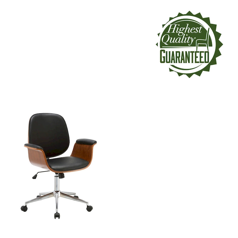 Sedia da ufficio in similpelle stile Mid-Century Modern con altezza regolabile e rotelle