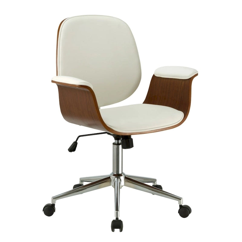 Sedia da ufficio in similpelle stile Mid-Century Modern con altezza regolabile e rotelle