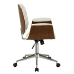 Sedia da ufficio in similpelle stile Mid-Century Modern con altezza regolabile e rotelle