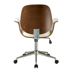 Sedia da ufficio in similpelle stile Mid-Century Modern con altezza regolabile e rotelle