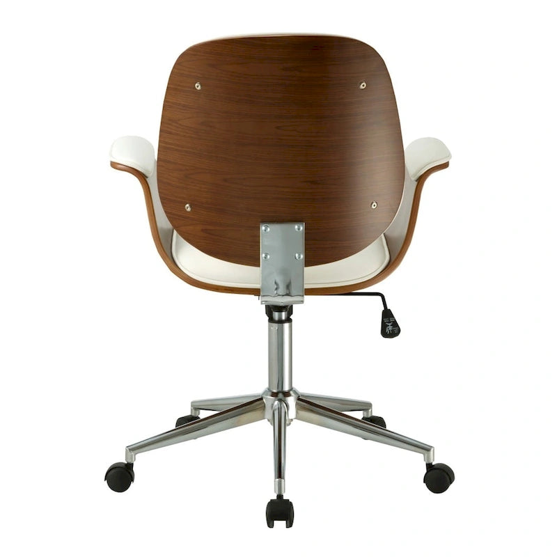 Sedia da ufficio in similpelle stile Mid-Century Modern con altezza regolabile e rotelle