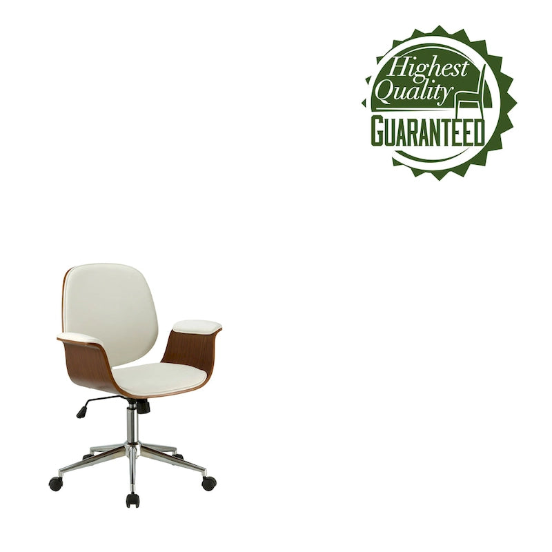 Sedia da ufficio in similpelle stile Mid-Century Modern con altezza regolabile e rotelle