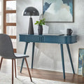 Scrivania Mid-Century Moderna con Contenitore Nascosto | MDF e Gambe in Legno di Gomma