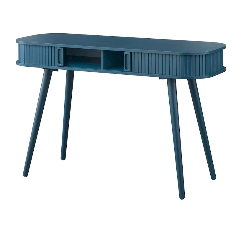 Scrivania Mid-Century Moderna con Contenitore Nascosto | MDF e Gambe in Legno di Gomma