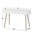Scrivania Mid-Century Moderna con Contenitore Nascosto | MDF e Gambe in Legno di Gomma