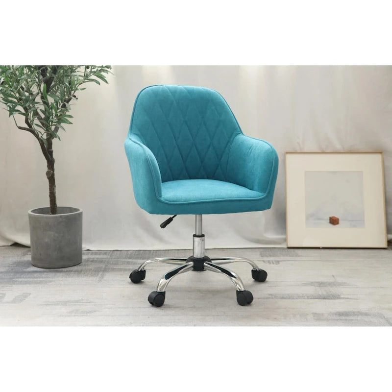 Sedia da ufficio ergonomica regolabile in tessuto, con ruote e girevole a 360°
