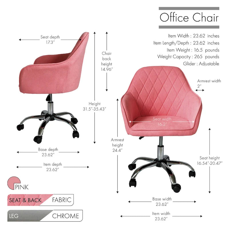Sedia da ufficio ergonomica regolabile in tessuto, con ruote e girevole a 360°