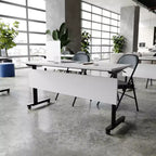Flash Furniture Palmer Tavolo per la Formazione Pieghevole a Nido d'Ape Robusto di Grado Commerciale con Gambe a T, Pannello per la Privacy, Piano del Tavolo e Struttura