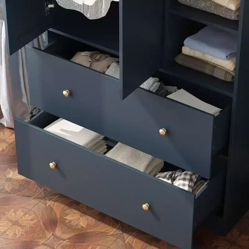 Famapy Armadio 2 Ante con Asta Appendiabiti e Specchio 2 Cassetti