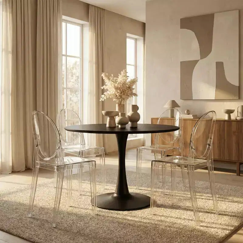 LeisureMod Marion Sedia Moderna in Acrilico, Sedia Ghost Mid-Century con Seduta Sagomata, Ideale per Sala da Pranzo, Cucina, Ufficio, Salotto, Caffè o Spazio di Lavoro