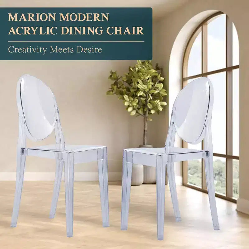 LeisureMod Marion Sedia Moderna in Acrilico, Sedia Ghost Mid-Century con Seduta Sagomata, Ideale per Sala da Pranzo, Cucina, Ufficio, Salotto, Caffè o Spazio di Lavoro