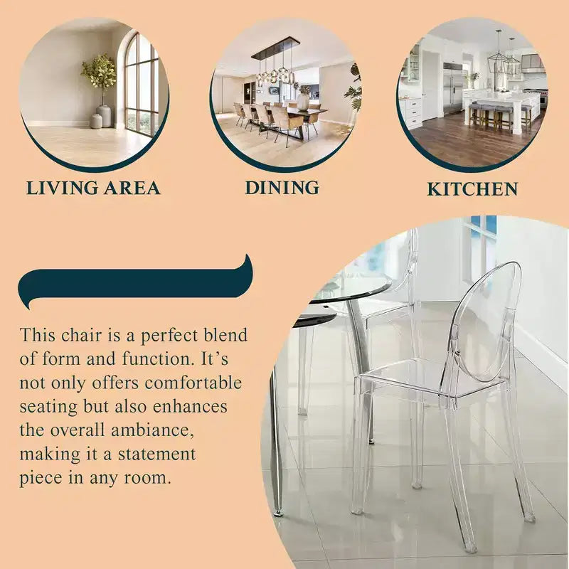 LeisureMod Marion Sedia Moderna in Acrilico, Sedia Ghost Mid-Century con Seduta Sagomata, Ideale per Sala da Pranzo, Cucina, Ufficio, Salotto, Caffè o Spazio di Lavoro