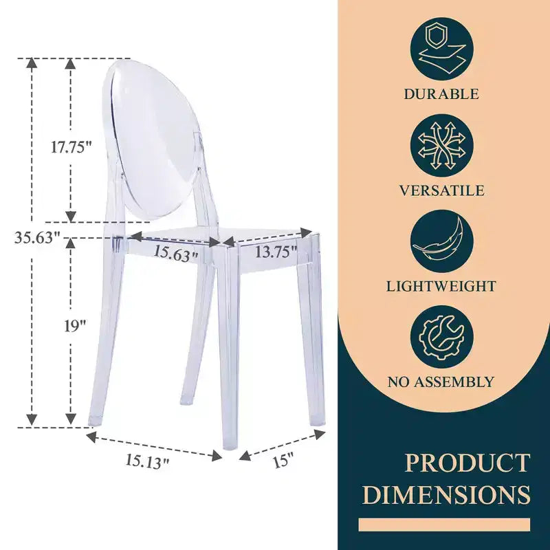 LeisureMod Marion Sedia Moderna in Acrilico, Sedia Ghost Mid-Century con Seduta Sagomata, Ideale per Sala da Pranzo, Cucina, Ufficio, Salotto, Caffè o Spazio di Lavoro