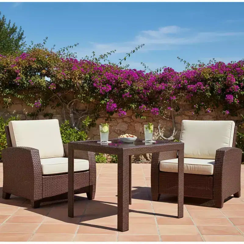 LeisureMod Tavolo da pranzo quadrato per esterni Mace Collection da 31 pollici - Tavolo da bistrò moderno in tessuto resistente alle intemperie