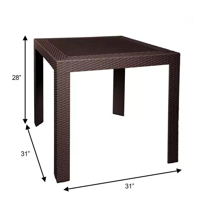 LeisureMod Tavolo da pranzo quadrato per esterni Mace Collection da 31 pollici - Tavolo da bistrò moderno in tessuto resistente alle intemperie