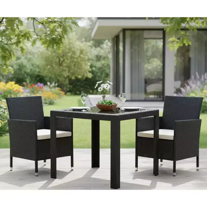 LeisureMod Tavolo da pranzo quadrato per esterni Mace Collection da 31 pollici - Tavolo da bistrò moderno in tessuto resistente alle intemperie