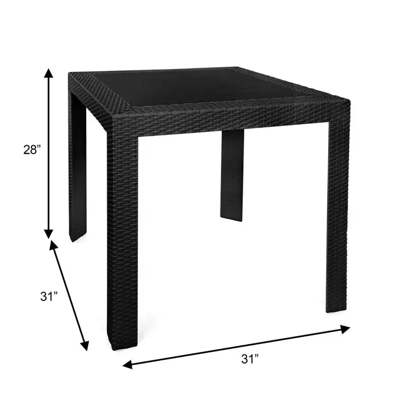 LeisureMod Tavolo da pranzo quadrato per esterni Mace Collection da 31 pollici - Tavolo da bistrò moderno in tessuto resistente alle intemperie