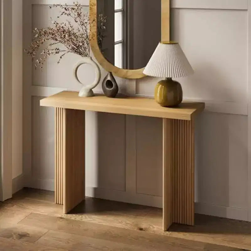 Stead Fluted Console Table - Small Entry Table for Narrow Spaces - Living Room Furniture - Solid Wood Entryway Table