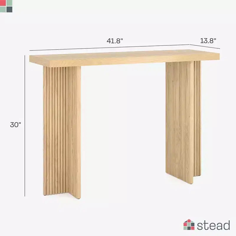 Consolle scanalata Stead - Tavolino d'ingresso piccolo per spazi stretti - Mobili da soggiorno - Tavolo d'ingresso in legno massiccio