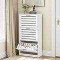 VECELO 3-Shelf Shoe Cabinet Storage for Entryway with 3 Flip Drawers Slim Hidden Free Standing Organizer, White