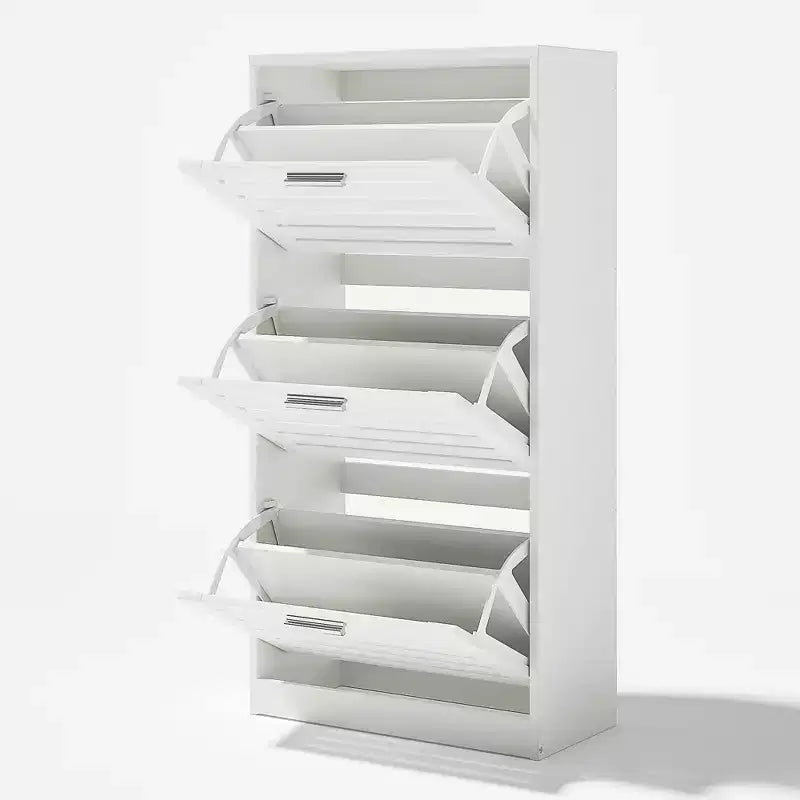 VECELO Scarpiera a 3 Ripiani per Ingresso con 3 Cassetti a Scomparsa, Organizer Slim Autoportante, Bianco