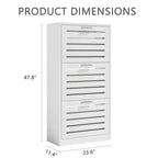 VECELO Scarpiera a 3 Ripiani per Ingresso con 3 Cassetti a Scomparsa, Organizer Slim Autoportante, Bianco