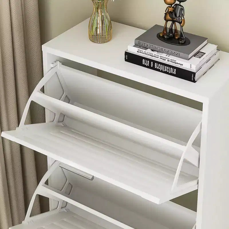 VECELO Scarpiera a 3 Ripiani per Ingresso con 3 Cassetti a Scomparsa, Organizer Slim Autoportante, Bianco