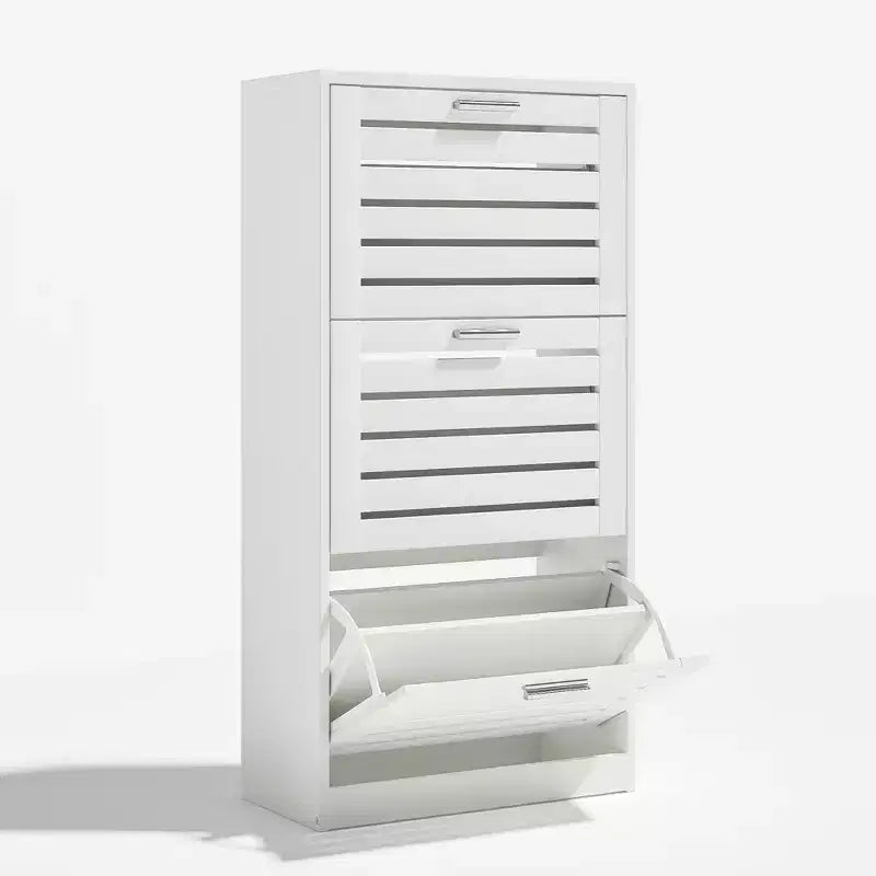 VECELO Scarpiera a 3 Ripiani per Ingresso con 3 Cassetti a Scomparsa, Organizer Slim Autoportante, Bianco