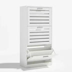 VECELO Scarpiera a 3 Ripiani per Ingresso con 3 Cassetti a Scomparsa, Organizer Slim Autoportante, Bianco