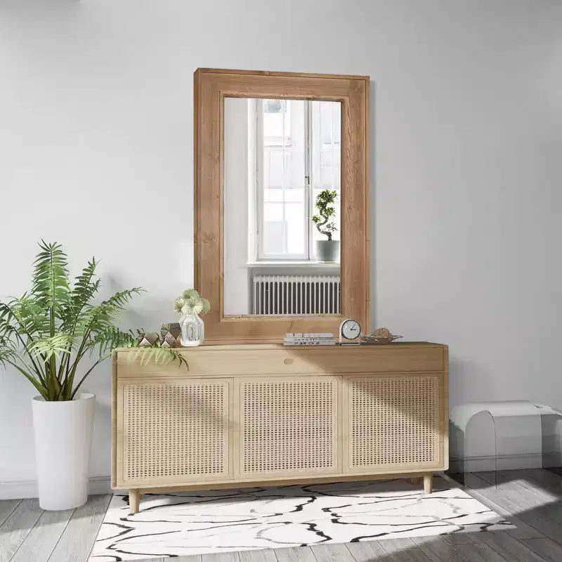 WallBeyond Specchio in Legno Lavato Naturale