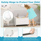 Costway Baule Portagiochi per Bambini con Coperchio a Cerniera di Sicurezza, Contenitore Organizzatore in Legno con Coperchio Ribaltabile, Bianco/Verde