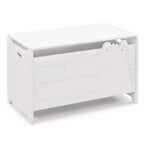 Costway Baule Portagiochi per Bambini con Coperchio a Cerniera di Sicurezza, Contenitore Organizzatore in Legno con Coperchio Ribaltabile, Bianco/Verde