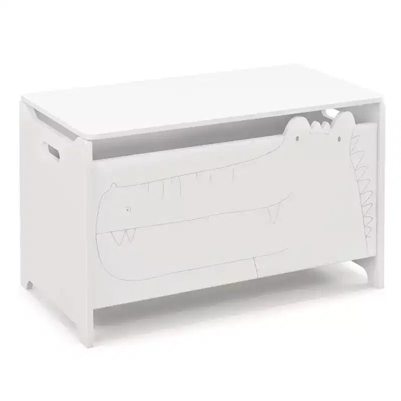 Costway Baule Portagiochi per Bambini con Coperchio a Cerniera di Sicurezza, Contenitore Organizzatore in Legno con Coperchio Ribaltabile, Bianco/Verde