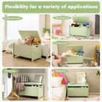 Costway Baule Portagiochi per Bambini con Coperchio a Cerniera di Sicurezza, Contenitore Organizzatore in Legno con Coperchio Ribaltabile, Bianco/Verde