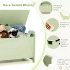 Costway Baule Portagiochi per Bambini con Coperchio a Cerniera di Sicurezza, Contenitore Organizzatore in Legno con Coperchio Ribaltabile, Bianco/Verde