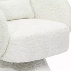 Poltrona girevole da club LuxenHome imbottita color crema con base in legno imbottita color crema bianco sporco