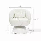 Poltrona girevole da club LuxenHome imbottita color crema con base in legno imbottita color crema bianco sporco