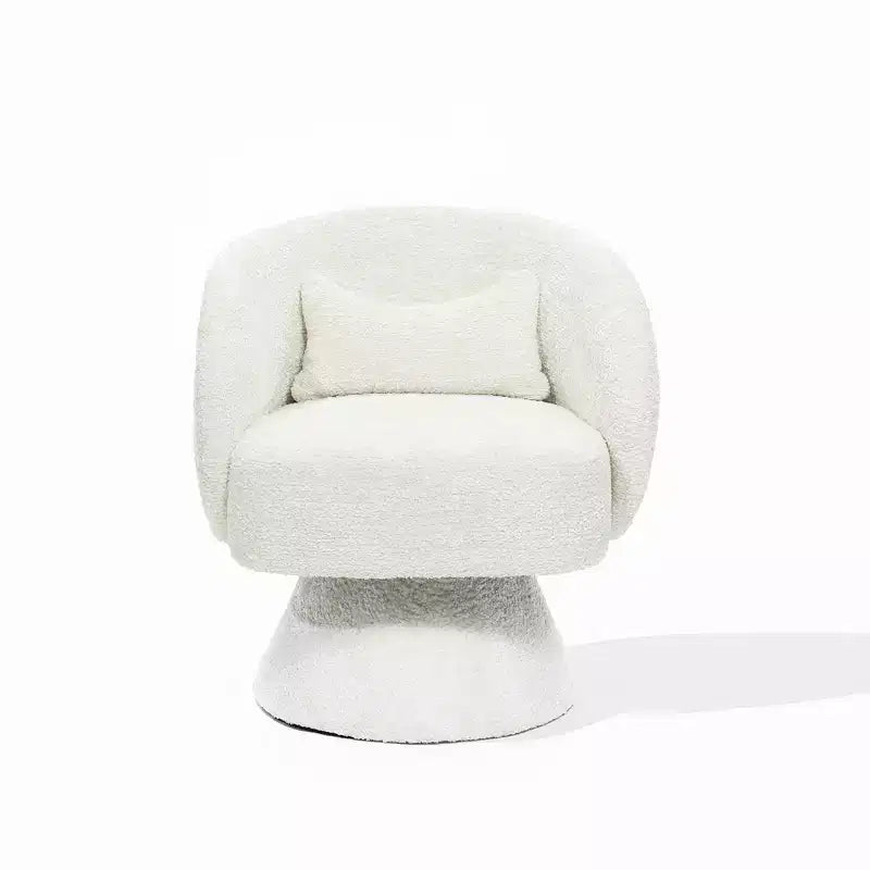 Poltrona girevole da club LuxenHome imbottita color crema con base in legno imbottita color crema bianco sporco