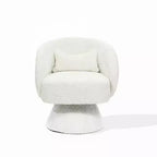 Poltrona girevole da club LuxenHome imbottita color crema con base in legno imbottita color crema bianco sporco