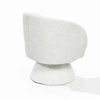 Poltrona girevole da club LuxenHome imbottita color crema con base in legno imbottita color crema bianco sporco