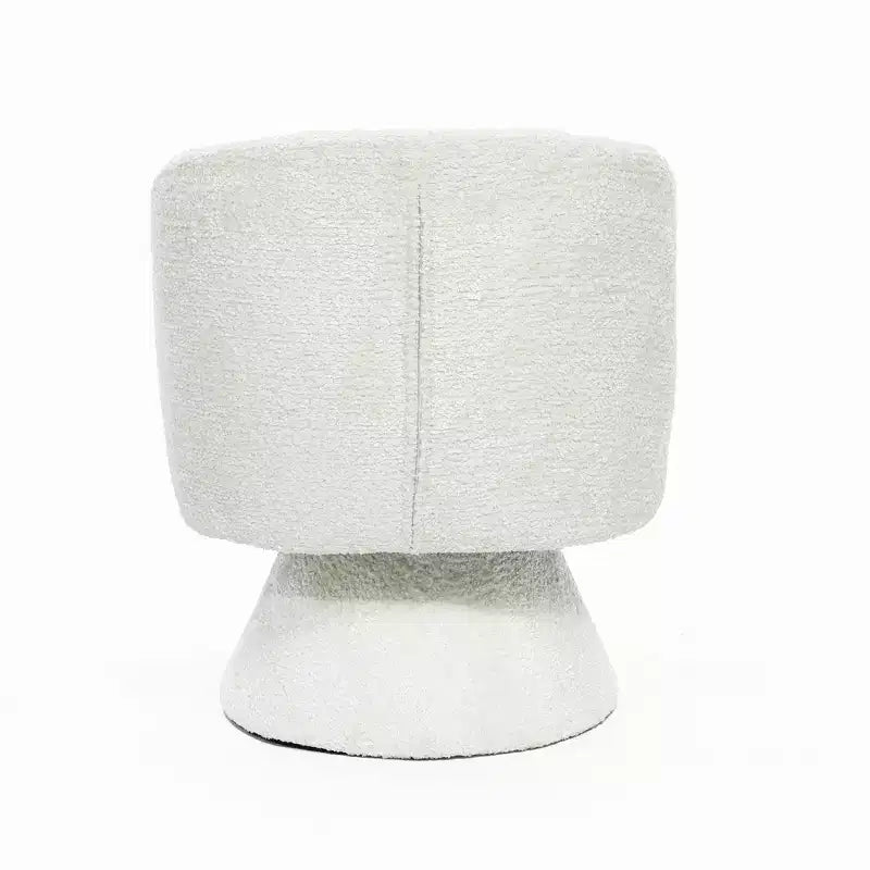 Poltrona girevole da club LuxenHome imbottita color crema con base in legno imbottita color crema bianco sporco