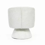 Poltrona girevole da club LuxenHome imbottita color crema con base in legno imbottita color crema bianco sporco