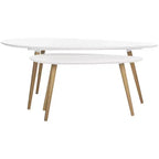 Saffron Split Coffee Table - White/Oak - Safavieh