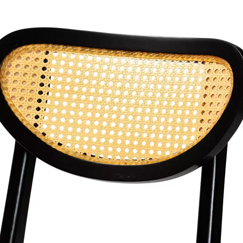 Baxton Studio Hesper Set da Pub 5 Pezzi in Legno e Rattan, Stile Mid-Century Modern
