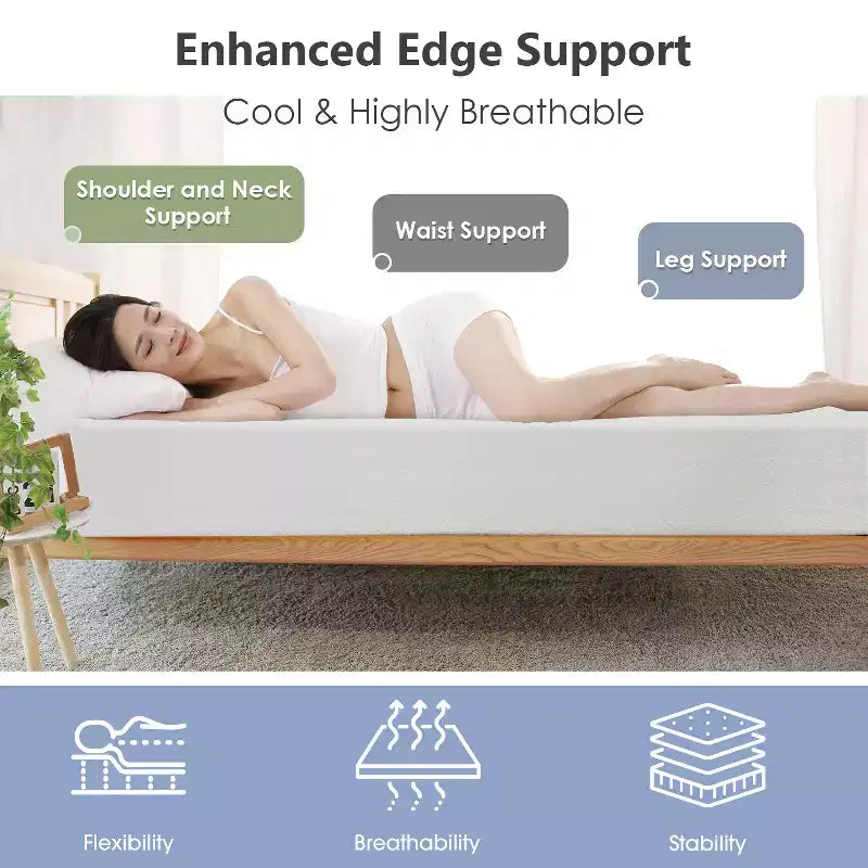 Materasso FDW 12 pollici in Memory Foam Gel per un sonno fresco e un sollievo dalla pressione/Certificato CertiPUR-US/Materasso in scatola/Allevia la pressione