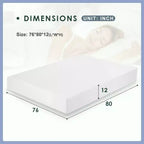 Materasso FDW 12 pollici in Memory Foam Gel per un sonno fresco e un sollievo dalla pressione/Certificato CertiPUR-US/Materasso in scatola/Allevia la pressione