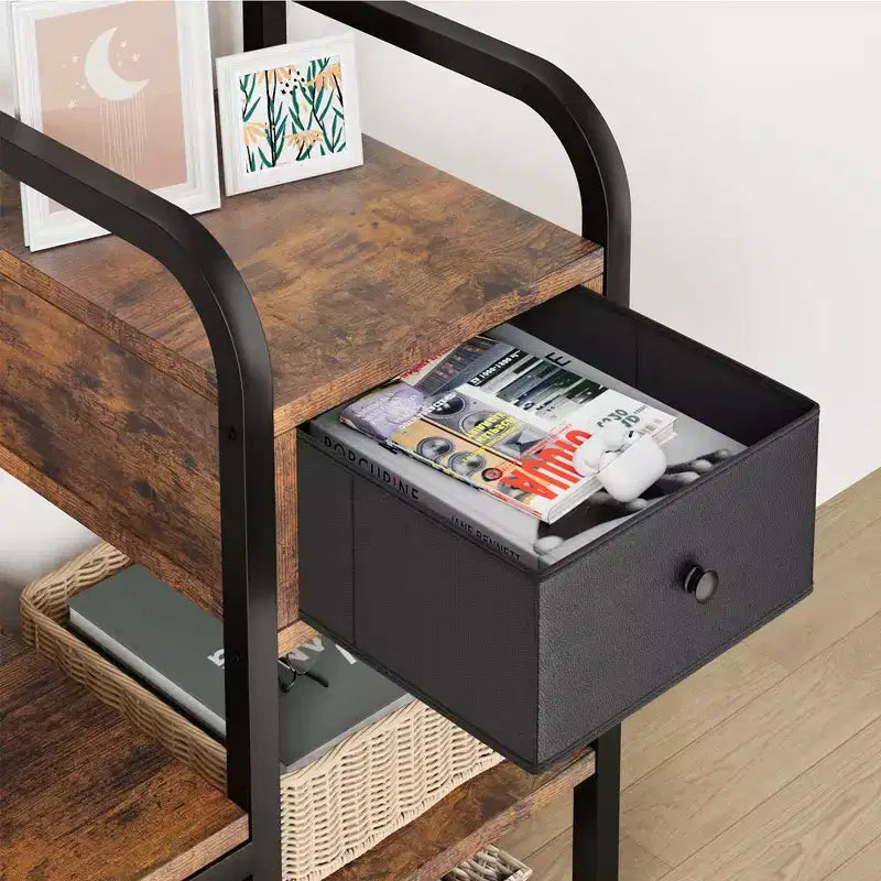 Panca portaoggetti con appendiabiti, 8 robusti ganci, panca da ingresso industriale 5 in 1 con cassetto portaoggetti, appendiabiti per appartamento, camera da letto, marrone rustico
