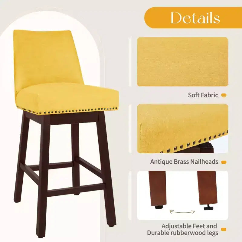 Sgabello da bar girevole Hyleory in legno massello da 29,5'' (set da 2)