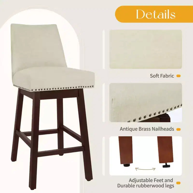 Sgabello da bar girevole Hyleory in legno massello da 29,5'' (set da 2)